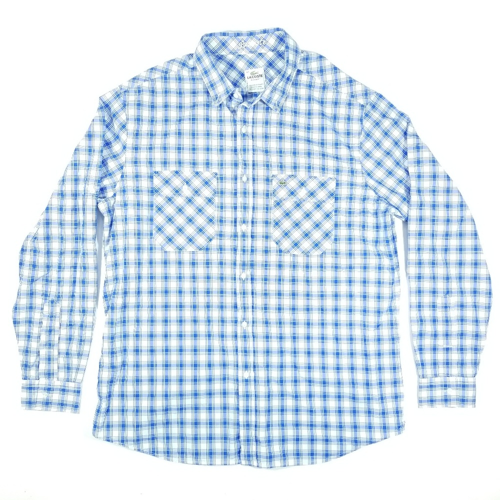COPY - LACOSTE Long Sleeve Button Down Plaid Shirt 44 XL